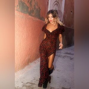 Rat & Boa Black and Red Maxi Dress